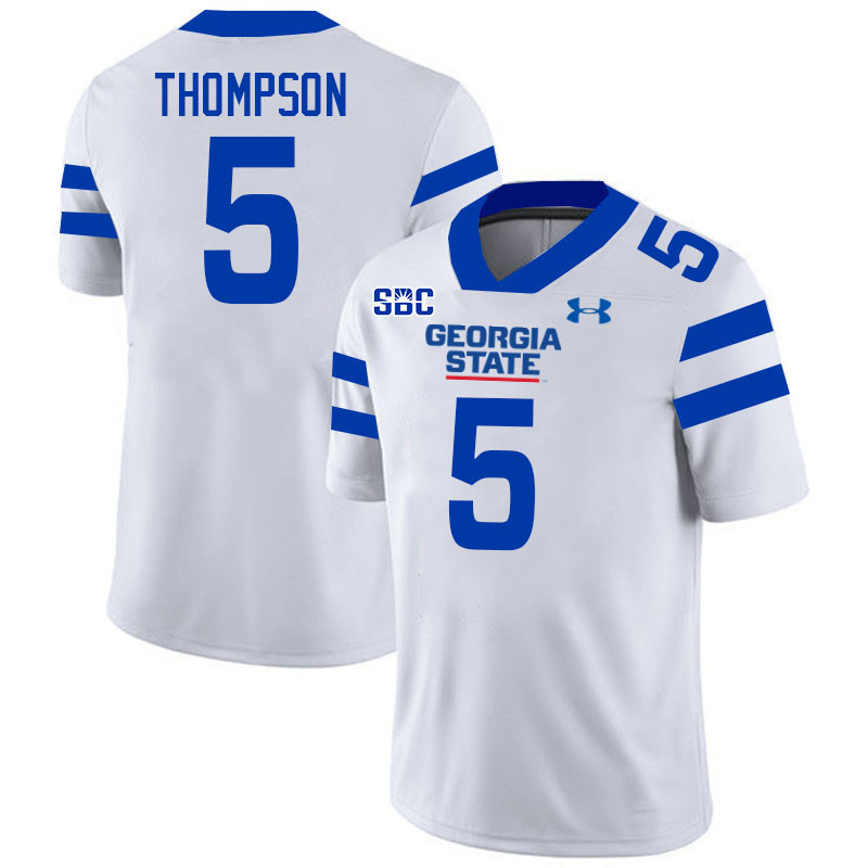 Georgia State Panthers #5 Cadarrius Thompson College Football Jerseys Stitched-White